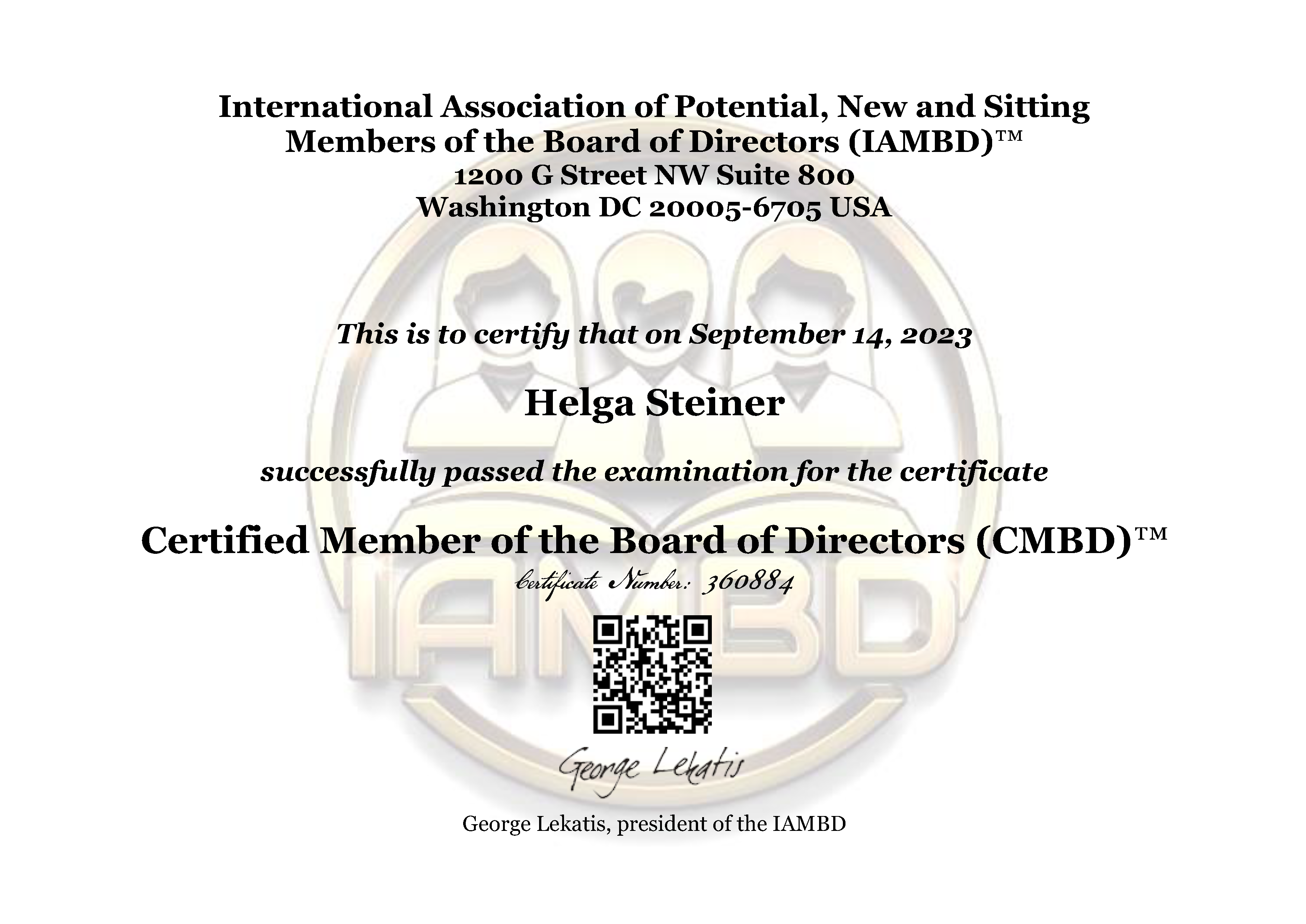 Certified Member of the Board of Directors (CMBD)